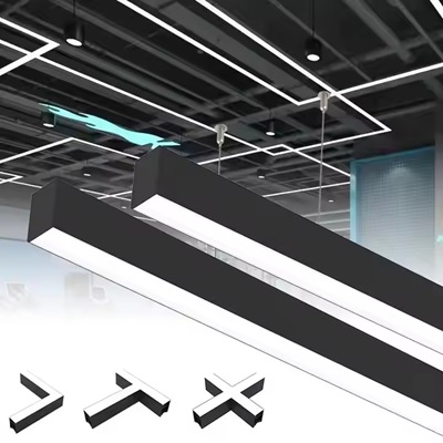 1. commercial customized linear pendant light T connection.jpg